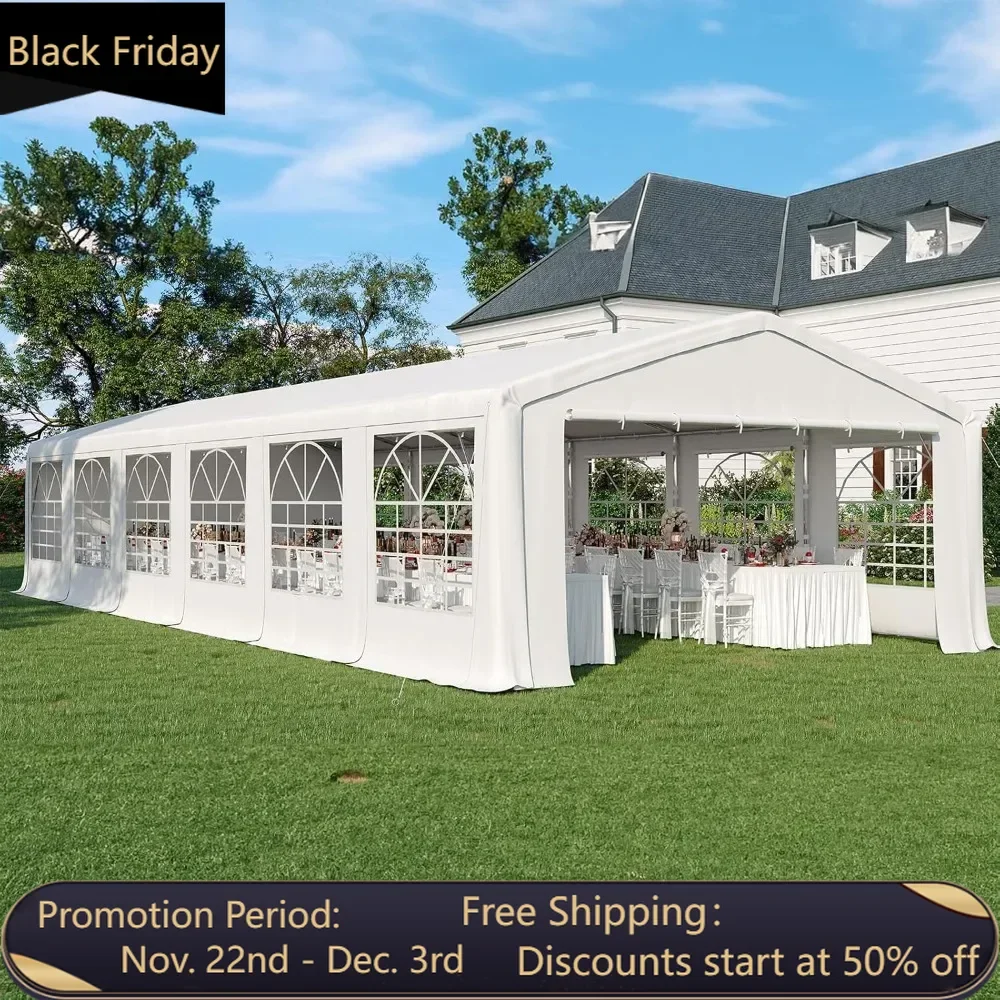 Premium 20x40 Party Tent Heavy Duty Outdoor Gazebo White Event Shelter Wedding Canopy Tent for Parties Carport BBQ