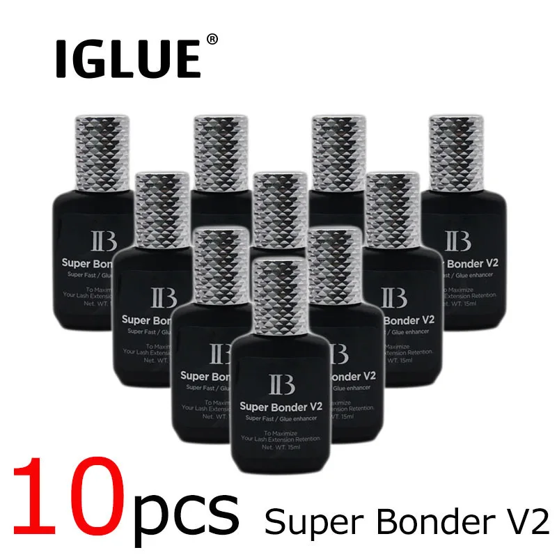 10Pcs IB Super Bonder V2 Glue False Eyelash Extensions 15ml Transparent Liquid Enhancer Agent instant Reaction Adhesive Tool