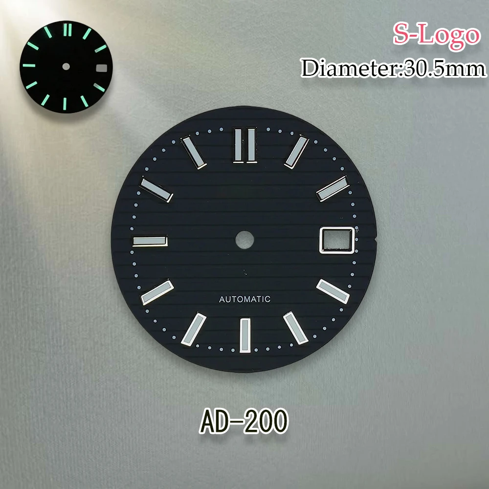 S Logo Dial 30.5mm Nautilus NH35 Dial Fit NH35/NH36/4R/7S Movement C3 Green Luminous Watch Modification Accessories Repair tools