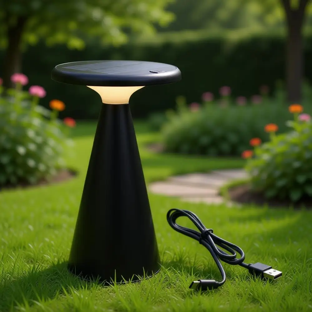

Mushroom LED Table Lamp - Indoor/Outdoor Use - Step Dimming - Up to 45 Hour Rechargeable Battery - 1.6W, 160 lumens, 2700K - IP4