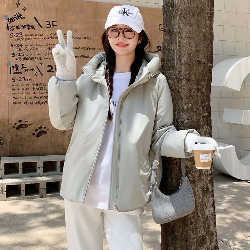 2025 Herfst/Winter Nieuwe Mode Katoenen Kleding All-Match Stand Kraag Capuchon Katoen Gewatteerde Jassen Koreaanse vrouwen korte Jassen