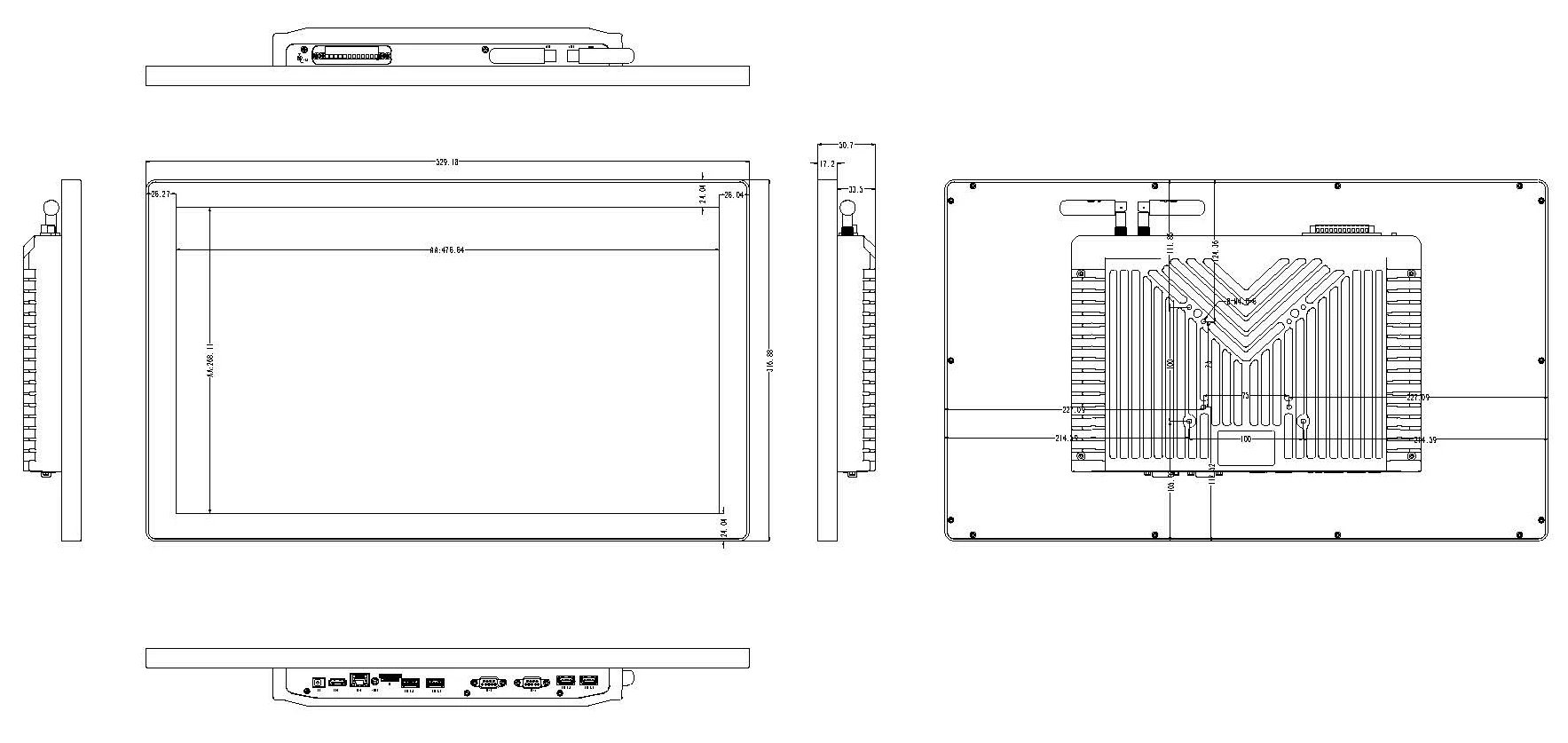 21.5\" Outdoor Wall-Mounted Wide Screen LCD Digital Display   High Brightness I3 Touch Screen