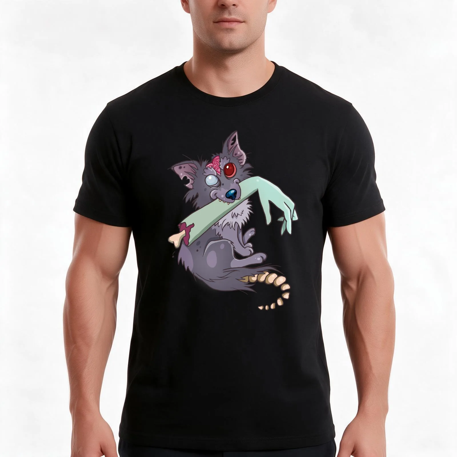 Rufus zombie dog T-Shirt, Summer Casual Cotton Tee, Oversized Streetwear Tops, Vintage Graphic Print, Loose Fit Short Sleeve
