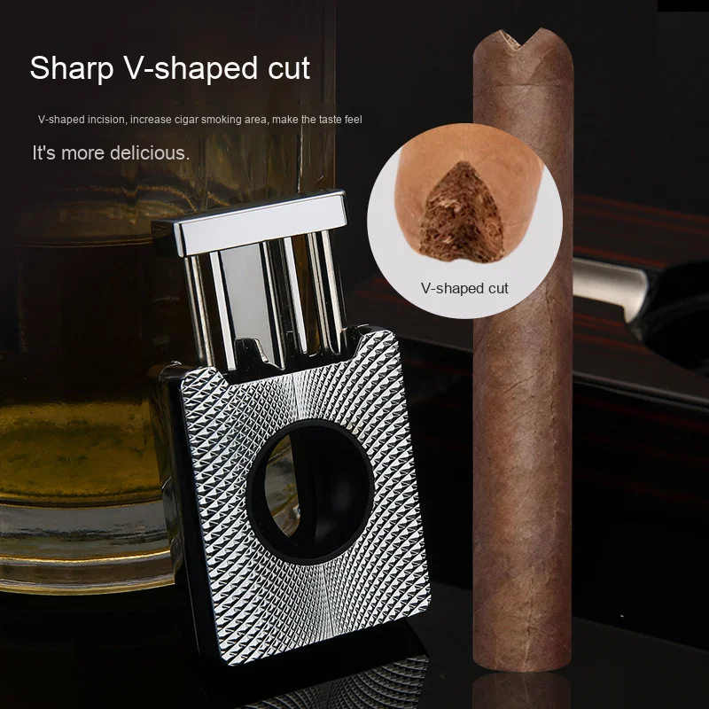 

V-Shaped Cigar Spring Scissors Luxury Metal Portable Sharp Guillotine Cigar V-cutter Accessories Smoking Gift