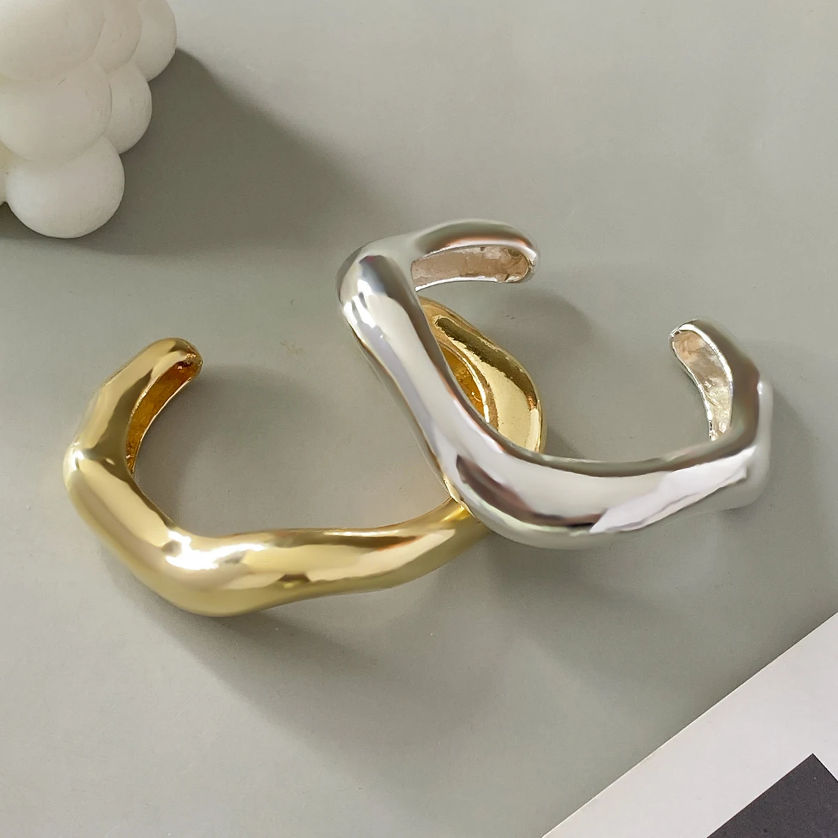 Exaggerated Chunky Heavy Metal Open Cuff Bangles for Women Punk Goth Irregular Wide Arm Bracelet Grunge Jewelry Steampunk Men image 6