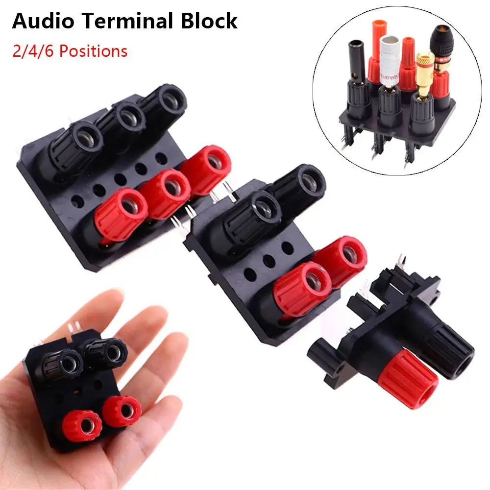 1Pcs 2/4/6 Positions Audio Terminal Block Bend Pin 4mm Socket Connector Speaker Banana Plug External Audio Jack Screw Post