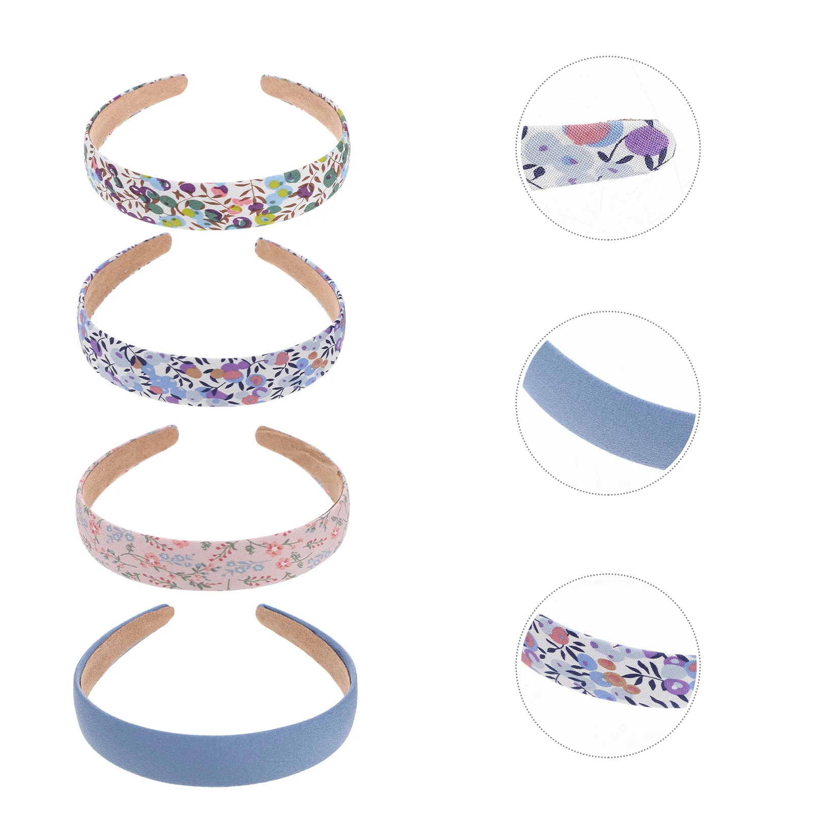 

4 Pcs Wide Headband Floral Hair Accessories Fabric Covers Makeup Hairband Fashion