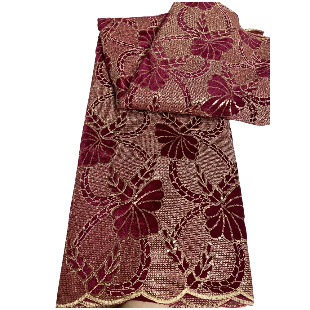 2024 High Quality African Nigerian With Tulle Sewing Lace Fabric Guipure Embroidery Dresses Sequins Beads Stone 5yards JH0046
