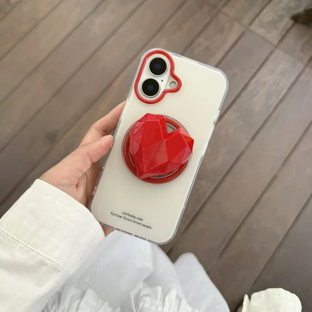

3D Red Love Heart Foldable For Magsafe Magnetic Phone Griptok Grip Tok Stand For iPhone16 15 14 13 Wireless Charging Case Holder