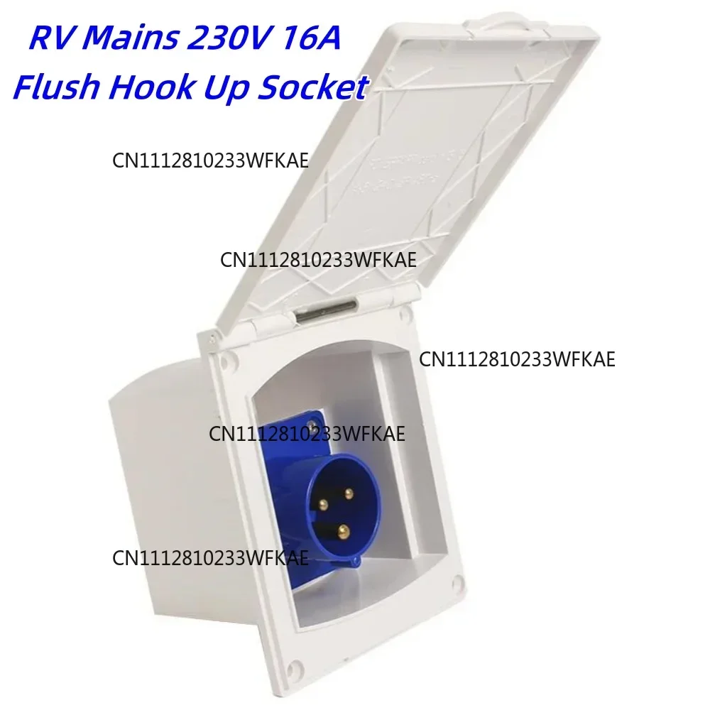 1PC RV 230V 16A Flush Hook Up Socket Black Caravan Motorhome Camper Rectangular High-Quality RV Socket Accessories White Black