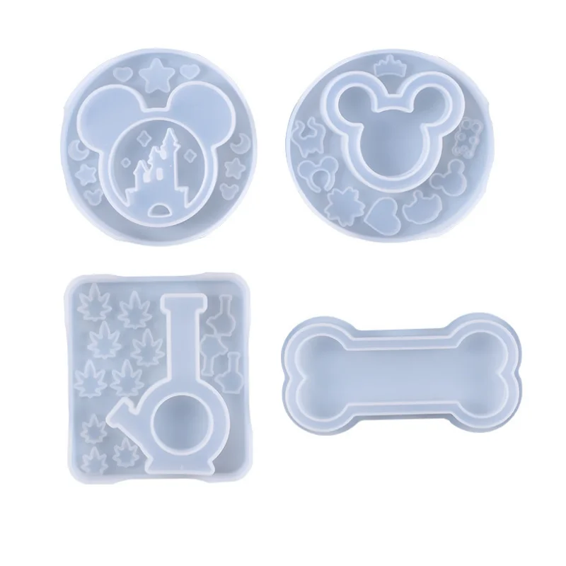 DIY Crystal Epoxy Resin Mold Fun Cartoon Mouse Head Castle Quicksand Silicone Mold Key Buckle Handmade Handicrafts