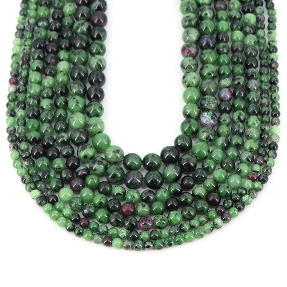 1 ستراند الحجر الطبيعي روبي الزوسيت حبات اليشم فضفاض خزر عازل لصنع المجوهرات سوار ذاتي الصنع إكسسوارات عقد بالجملة #3