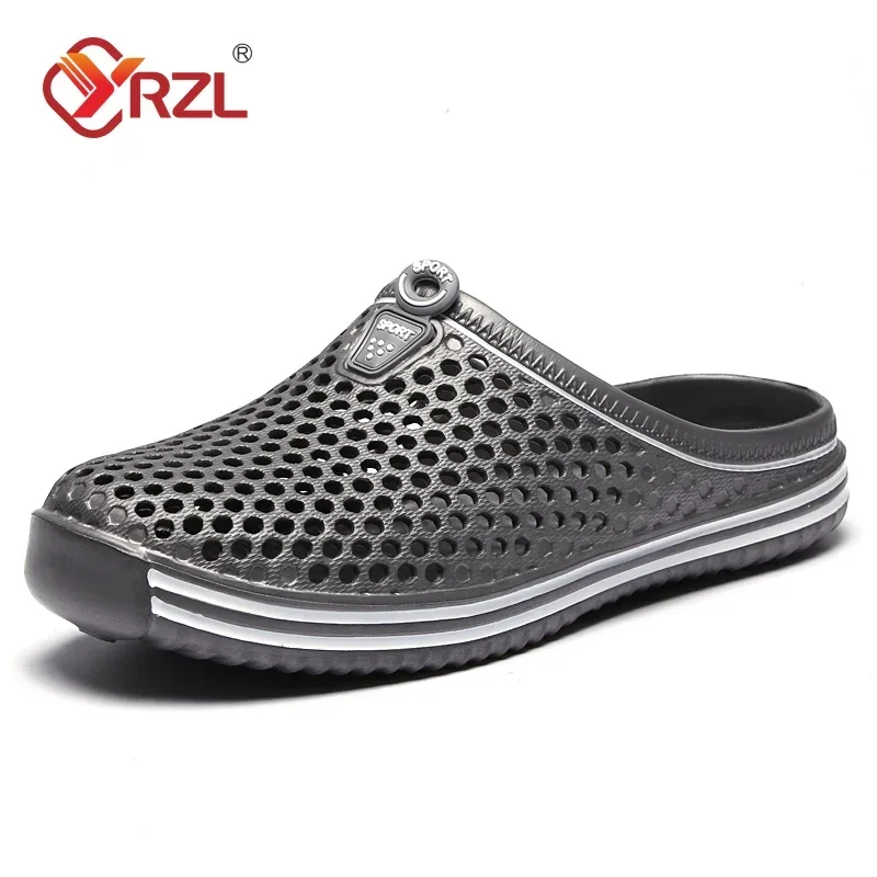 YRZL Men Summer Shoes Sandals Men's Holes Sandals Hollow Breathable Flip Flops Clogs Shoes Fashion Beach Slippers Big Size 45