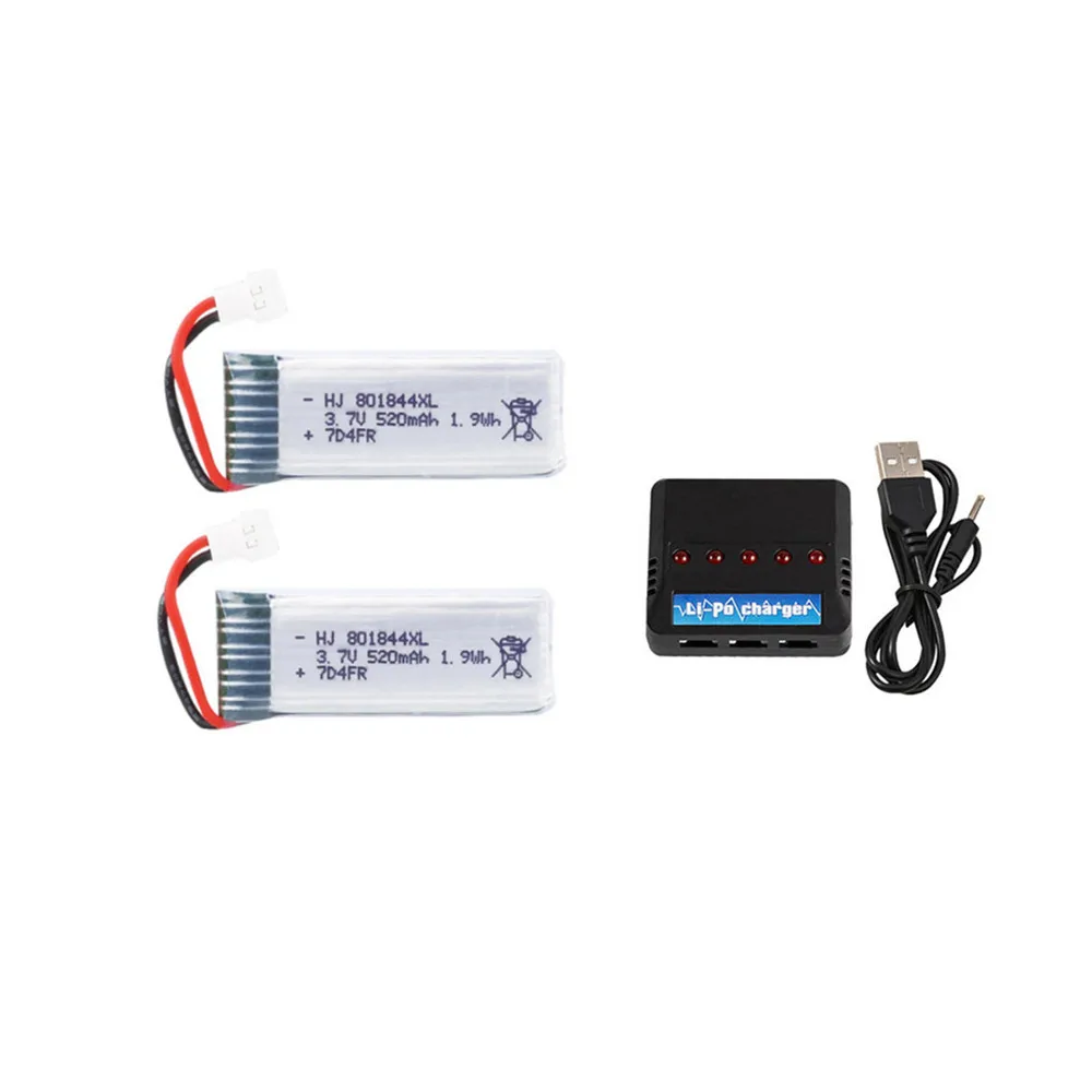 Batteria Lipo 3.7v per Hubsan H107P 801844 3.7V 520mAh 25c batteria + caricabatterie USB Set per accessori Drone fotocamera H107P RC