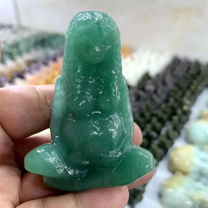 Natural Green Aventurine Gaia Goddess Statue Carving Crystal Reiki Healing Figurine Trinket Craft Gift Home Decoration 1PCS