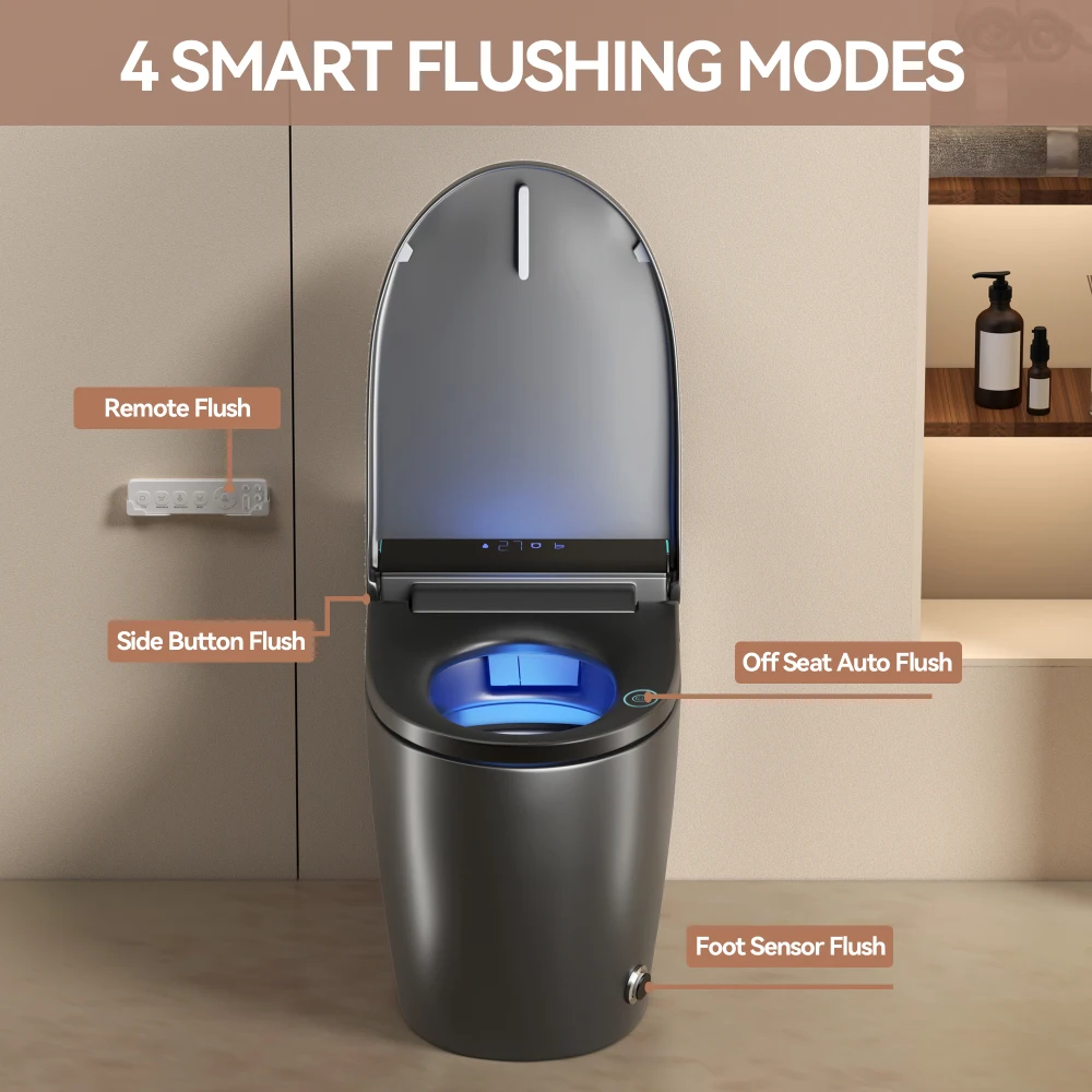 Unique Smart Toile, One Piece Toilet with Bidet Built In,Intelligent Toilet Auto Open/Close Seat. Bidet toilet with Dryer and Warm Water.Gray
