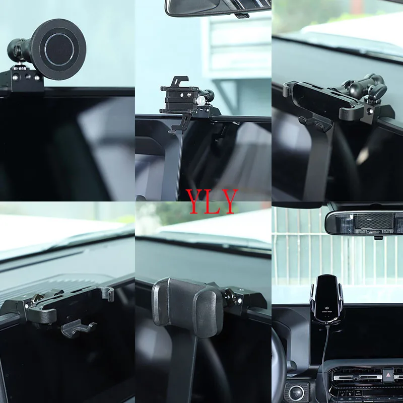 

1Pcs ABS Black For Toyota Land Cruiser Prado 250 LC250 2024-2026+ Car Navigation Screen Above Mobile Phone Holder Accessories