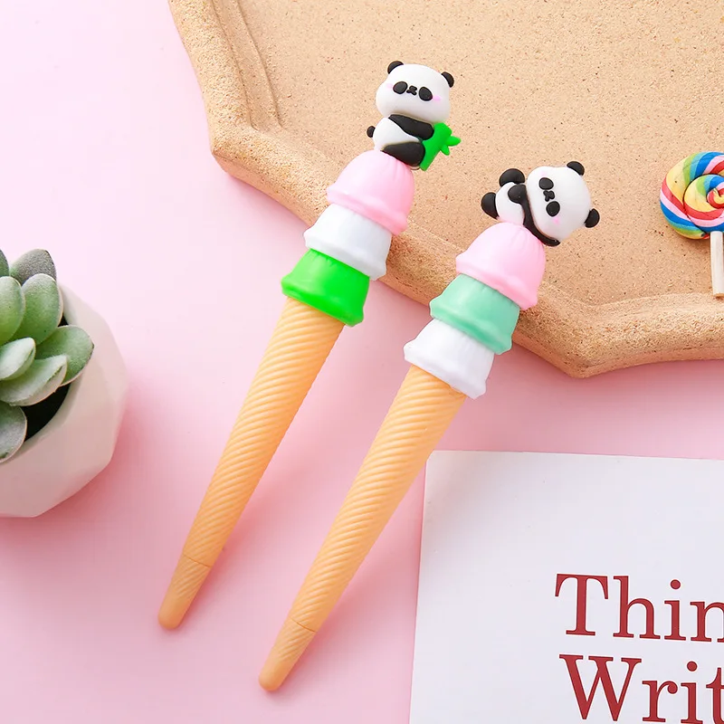 

36pcs/lot Creative Ice Cream Panda Gel Pen Cute 0.5mm Black Ink Signature Pens Stationery Gift School Writing Supplies