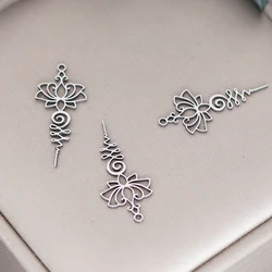 3pcs Hollow Lotus Flower Charms For Woman Necklaces Bracelet Pendant For Jewelry Making Accessory Wholesale