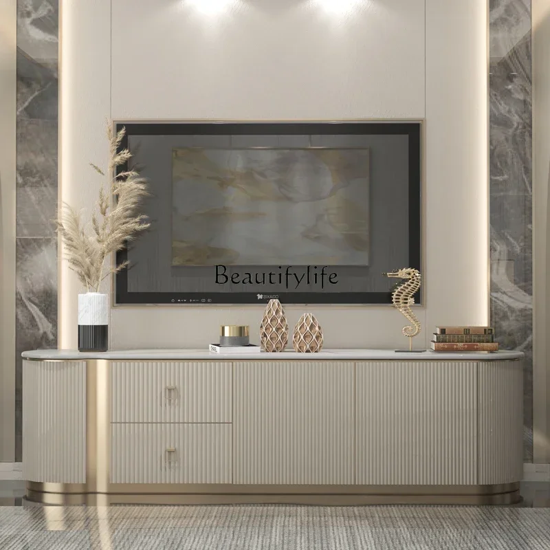 

88.Light luxury TV cabinet Modern simple painted marble floor cabinet