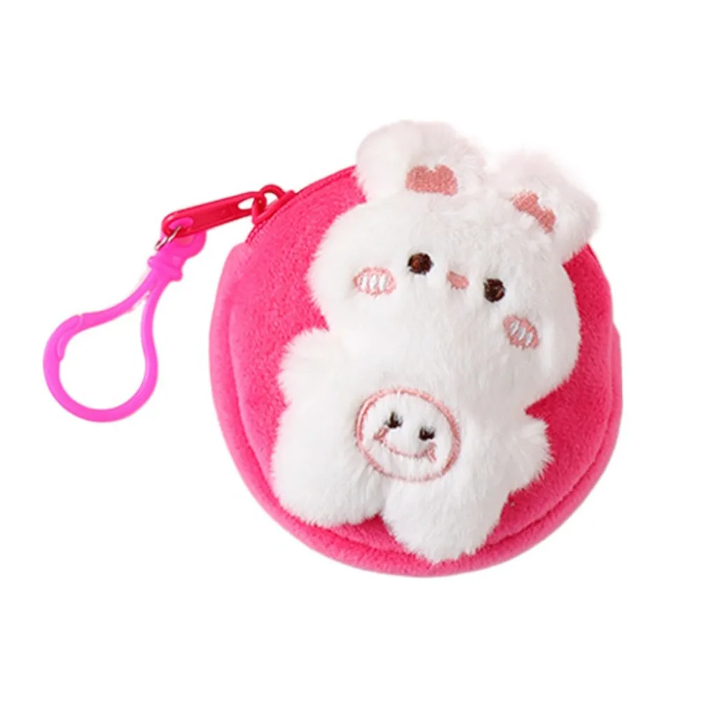 Porte-monnaie animal en peluche de dessin animé pour femmes et filles, sac de téléphone de sauna, portefeuille créatif, grenouille, lapin, ours