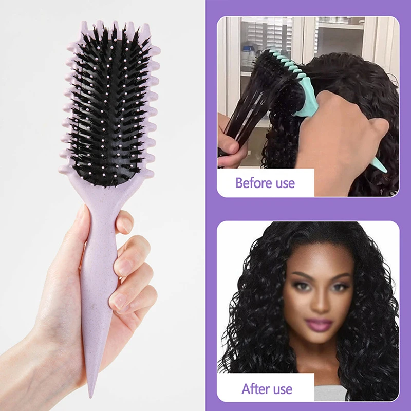 Curly Hair Brush Curl Define Styling Brus Boar Bristle Beard Comb Styling Detangling Brush For Women And Men