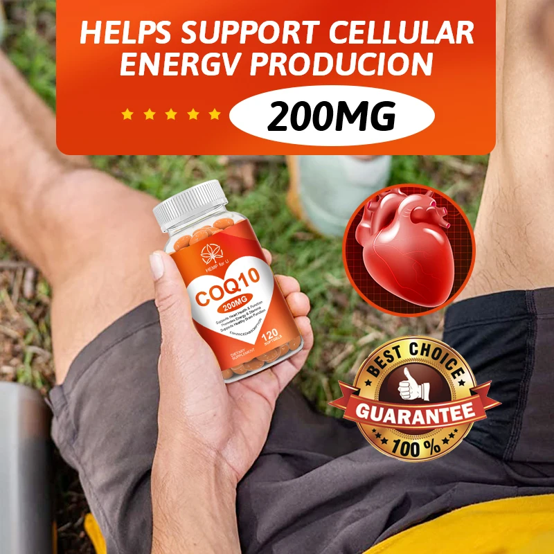 Super High Absorption Coenzyme Q10 Capsule COQ10 for Heart and Blood Vessel Cardiovascular Health for Old Man Heart Health