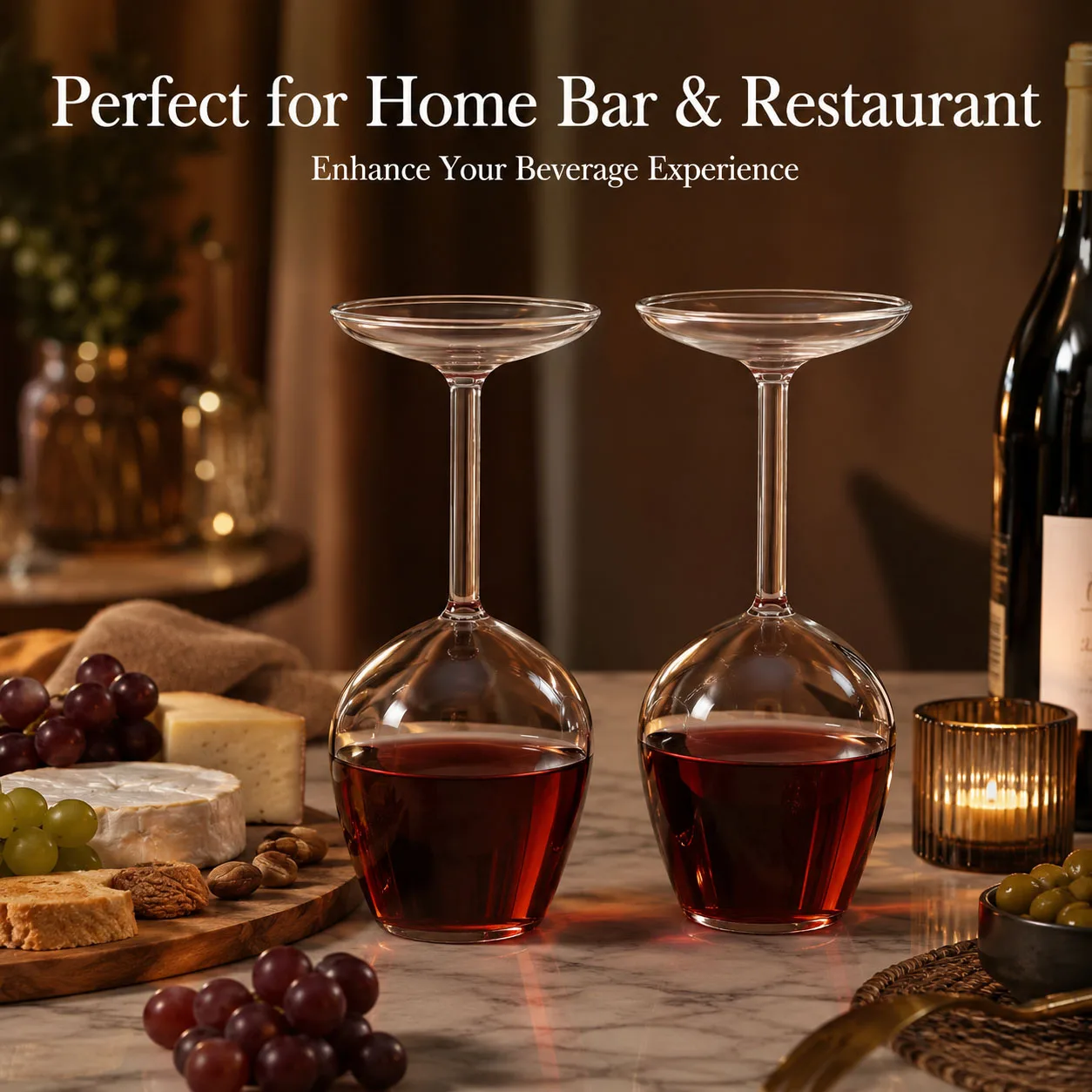 New Creative Upside Down Wine Glass 400ML Long Stem Red Wine Cup with Fun Inverted Design Unique Christmas Gift for Wine Lovers
