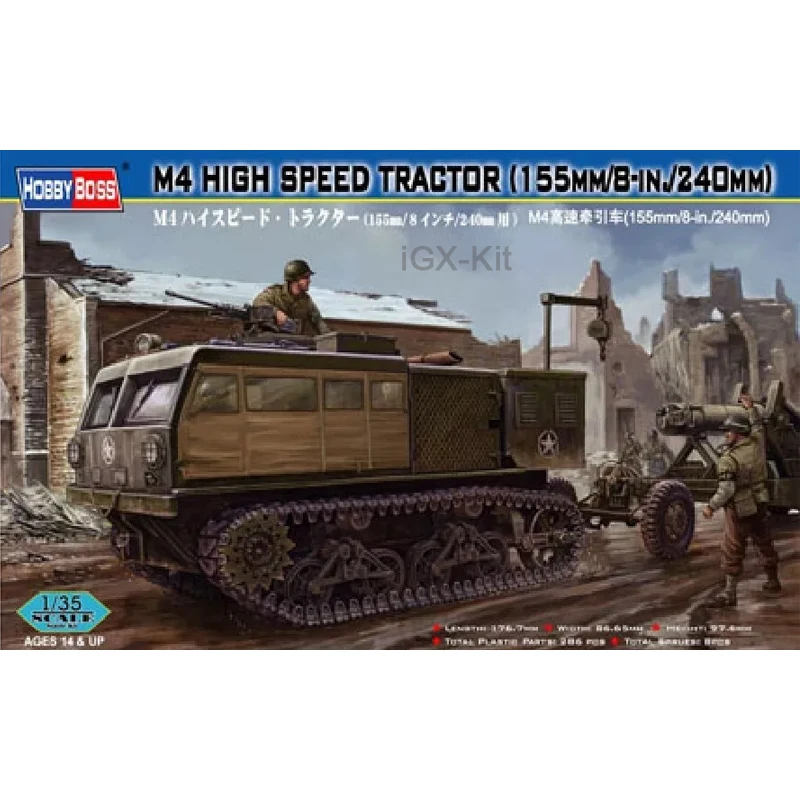 

Hobbyboss 82408 1/35 Scale US M4 High Speed Tractor 155mm/8-IN.240mm Vehicle Hobby Craft Toy Plastic Assembly Model Building Kit