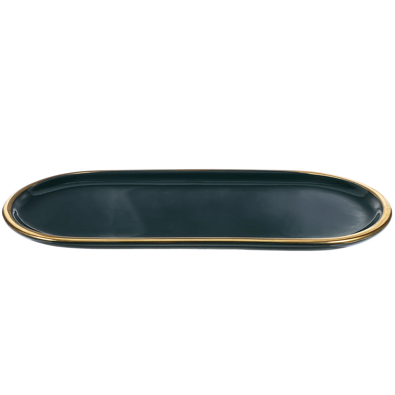

1Pcs Gold Rim Ceramic Plate Decorative Jewelry Tray for Bathroom Bedroom Kitchen Storage Household Toiletry Organizer