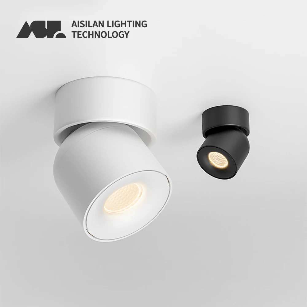 aisilan refletor de teto led com chips cob lampada de superficie rotacao de 360 iluminacao interior design moderno 7w 9w 01