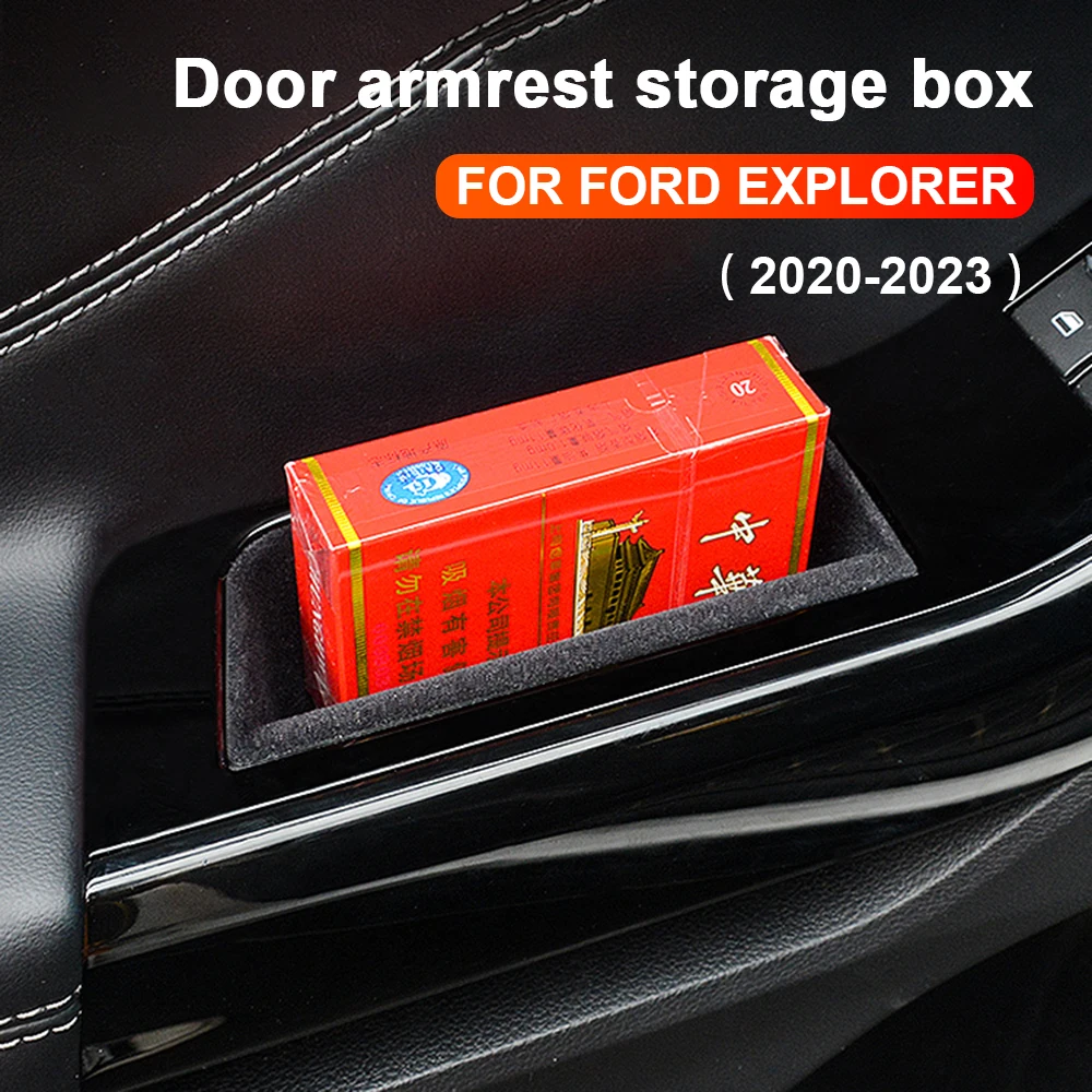 Car Door Armrest Storage Box Organizers Box Car Convenient Non-slip for Ford Explorer 2020-2022 2023 2Pcs/set ABS Accessories