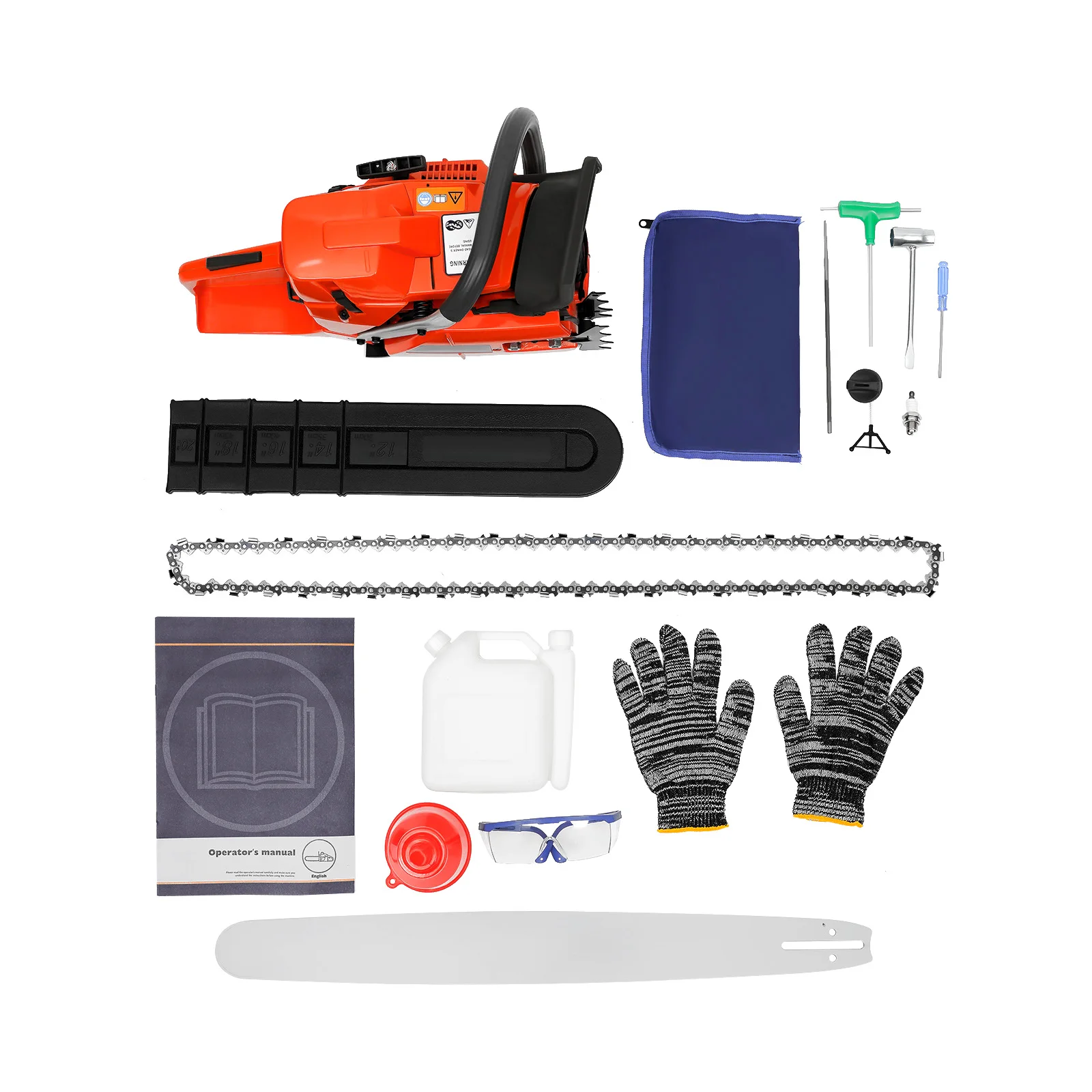 منشار سلسلة بنزين لاسلكي محمول مقاس 28 بوصة، منشار يعمل بالغاز، منشار كهربائي 71cc برأس طاقة أسطوانة واحدة مبرد بالهواء ثنائي الأشواط