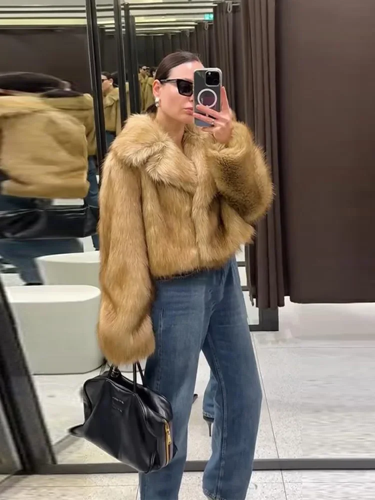 2025 Autunno Inverno Della Signora Della Tuta Sportiva Streetwear Cappotto di Pelliccia delle Donne Dell'annata Solido Grande Gira-Imbottiture Collare Manica Lunga Giacca di Pelliccia Sintetica