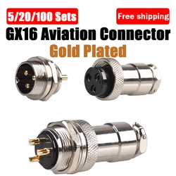 GX16 Gold Plated Male Female Docking Aviation Plug Circular Connector 2P 3P 4P 5P 6P 7P 8P 9P 10Pin Electric Wire Connector
