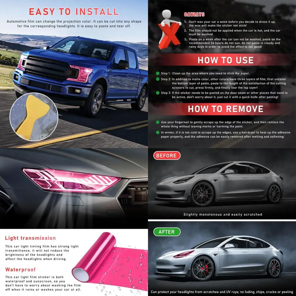 

Тонировочная виниловая пленка, наклейка в рулоне для фар автомобиля, 12 × 48-дюймовая виниловая пленка для автомобильных задних фонарей, самоклеящаяся виниловая пленка для противотуманных фар F