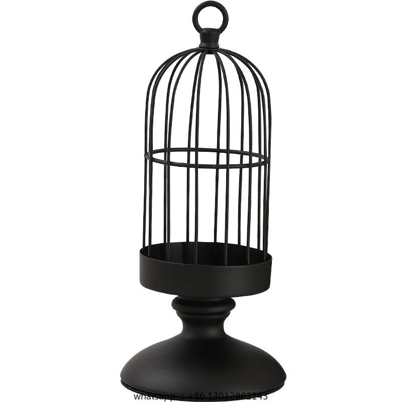 

American retro wrought iron birdcage candle holder dining table atmosphere ornament scented candle base