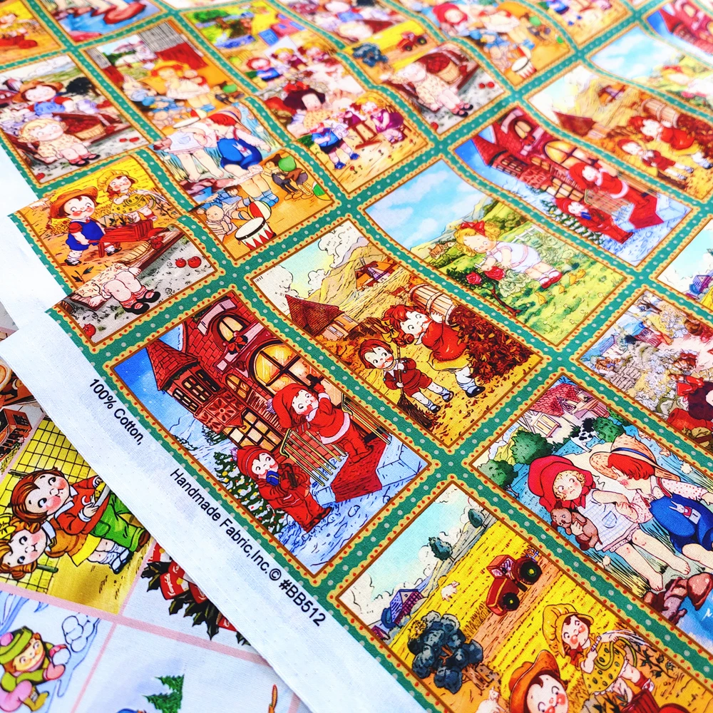Cotton 20 Count Plain Vintage Nostalgic Scandinavian Dingle Dolly Fabric Children\'s Clothing DIY Sewing Needlework Material