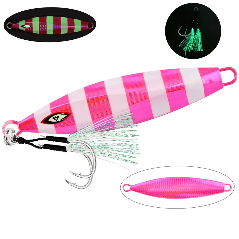 NONE Langsam Jigging Metall Jigs100g 150g 200g 250g 300g Shore Jigging Künstliche Harten Köder Leuchtende Löffel angeln Lockt 3