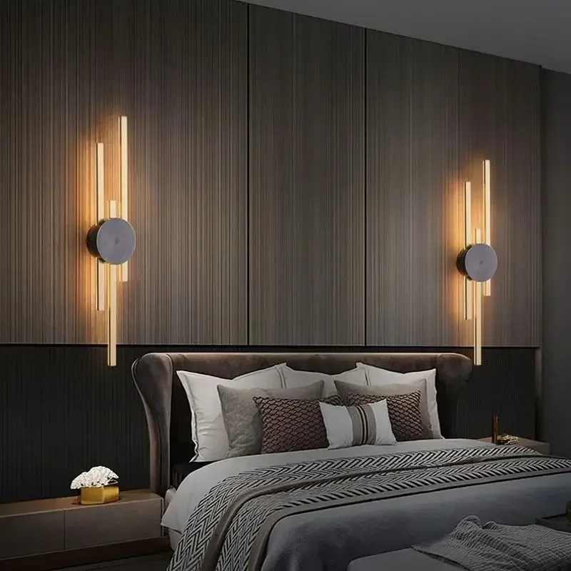 

Postmodern Gold LED Wall Lamp Indoor Copper Wall Light Bedside Sconce For Living Dining Room Bedroom Background Lamp wall light