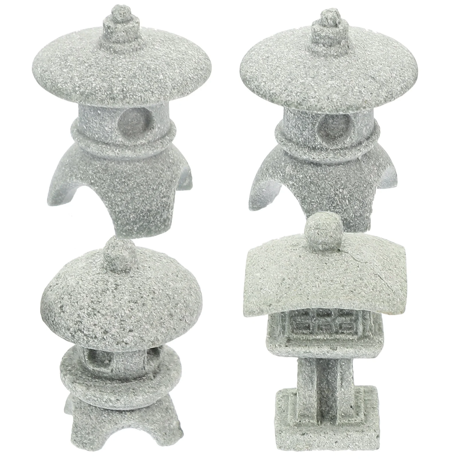 4 Pcs Tiny Pagoda Model Micro Landscape Pavilion Ornament Small Mini Decoration Home Grey Miniature Garden Decorations