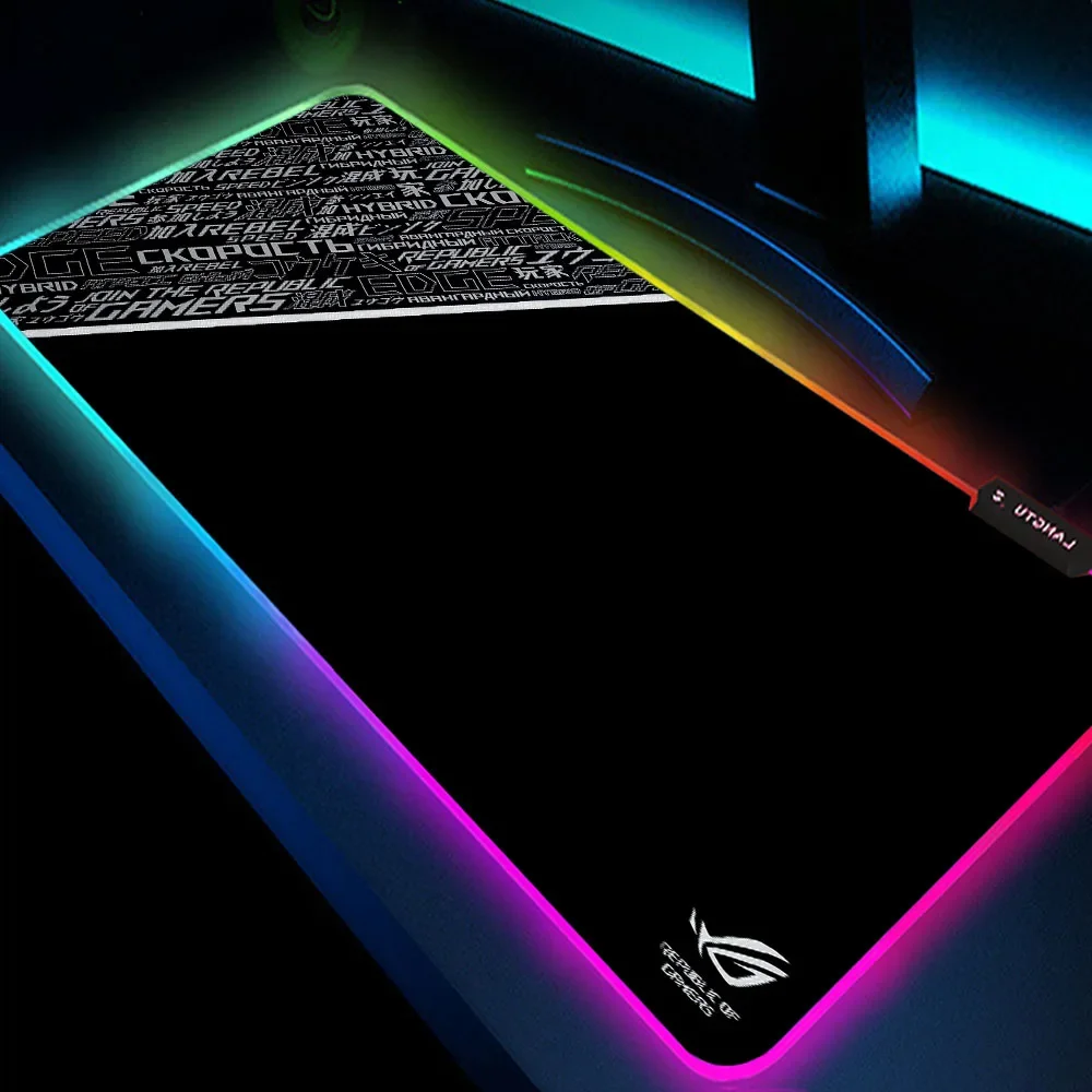 Siyah Rog Mouse Pad Gamer Masaüstü Rgb Mousepad Oyun Odası Aksesuarları Fare Halı Masa Halı Klavye Bilgisayarlar Için Fare Mat