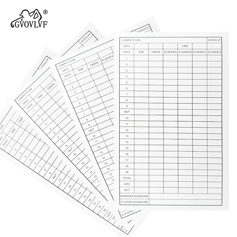 20pcs GVOVLVF Golf Scorecard Score Sheet Tracking Record Stat Card Double Sided Printed Golf Shot and Stat Tracking Scorecards