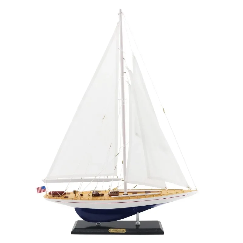 Exquisite solid wood sailboat model, single mast, American style, European style porch decoration, smooth sailing, modern museum