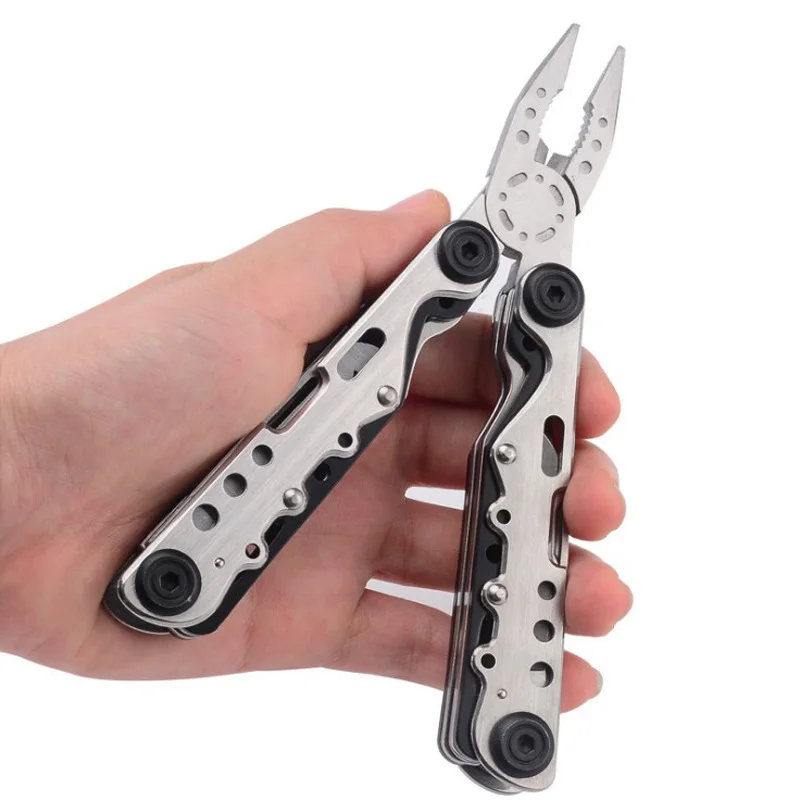 Alicates plegables multifuncionales de acero inoxidable 420, multiherramienta de supervivencia para acampar al aire libre, senderismo, herramientas EDC con Mini cuchillo