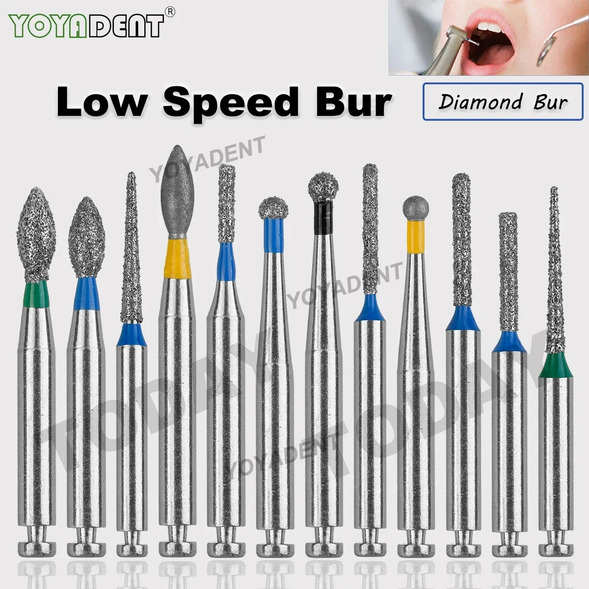 

RA Dental Bur Diamond Burs Taper Round End Extra Fine Standard Dentistry Strawberries For Low Speed Handpiece Dia. 2.35mm 10pcs