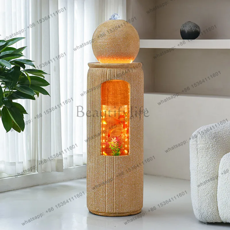 Fish tank flowing water fountain floor ornament living room entrance office lucky housewarming decoration