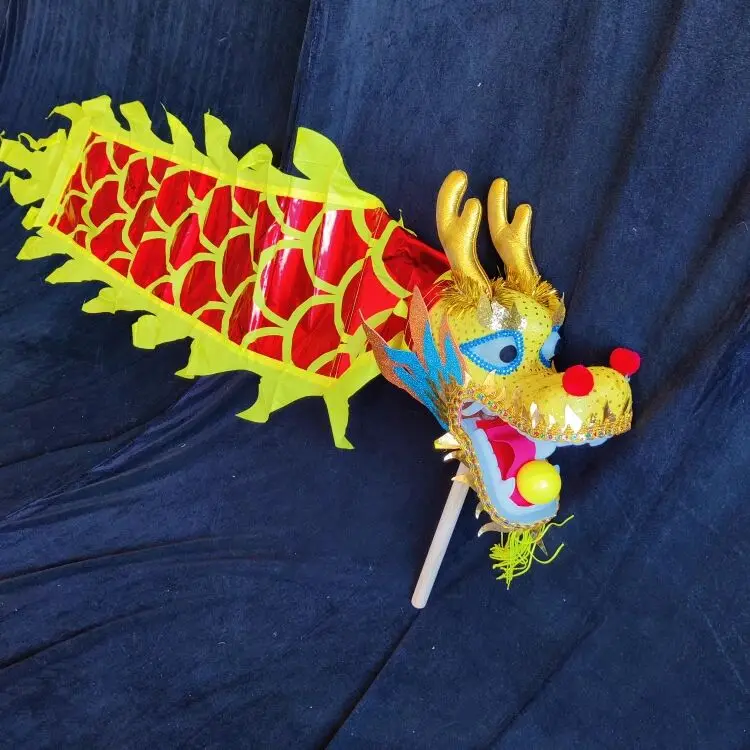 

2 Meters Dragon Dance Chinese New Year With Stick Outdoor Practice Accessories Kids Toys Fitness Props School Activity Festival