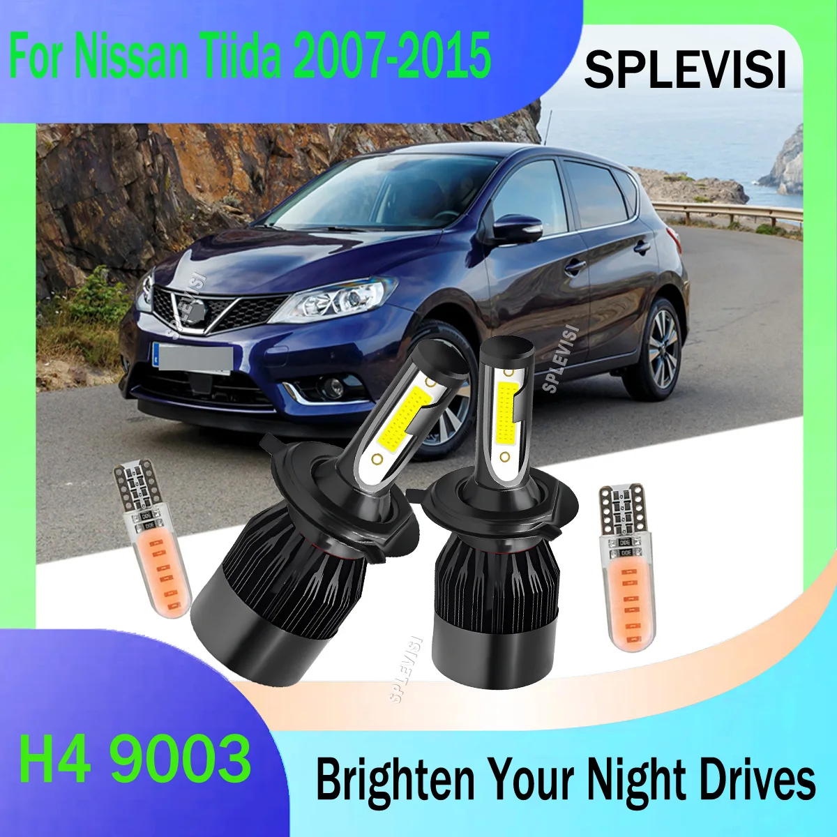 

Upgrade Your Visibility with H4 9003 Combo Headlights LED Builbs 6000K White For Nissan Tiida 2007 2008 2009 2010 2011-2015