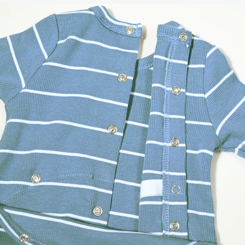 AA-Gestreifte Pyjamas für Kinder Jungen und Mädchen Zweiteiliges Set und Baby-Strampler Langarm Herbst/Winter Gerippte Baumwollkleidung – Detail 31